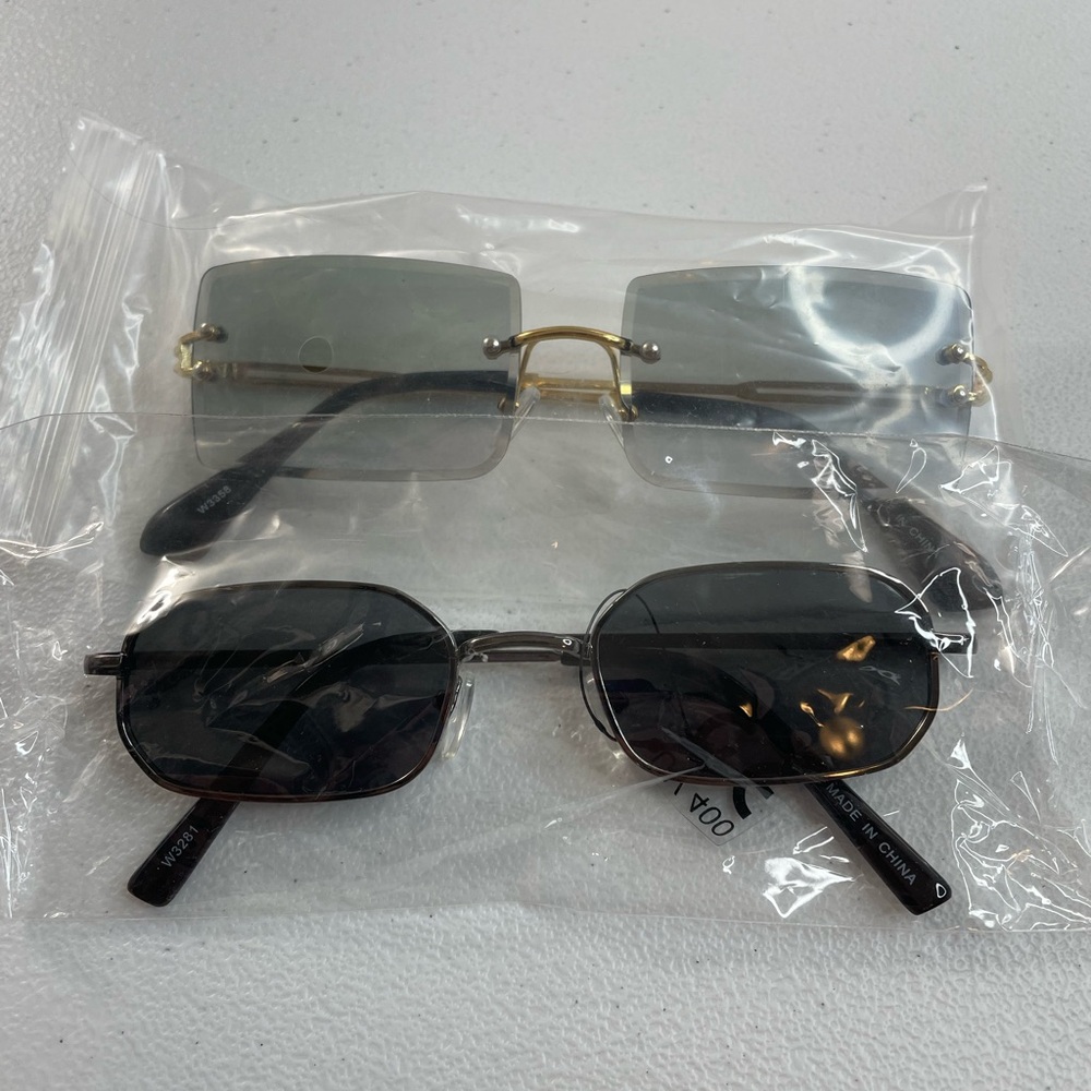 Bundle Sunglasses – Rimless Gradient Square + Black Oval Shades